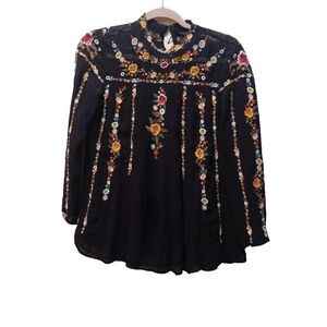Zara Woman Ladies Long Sleeve Floral Embroidered Top- size S
